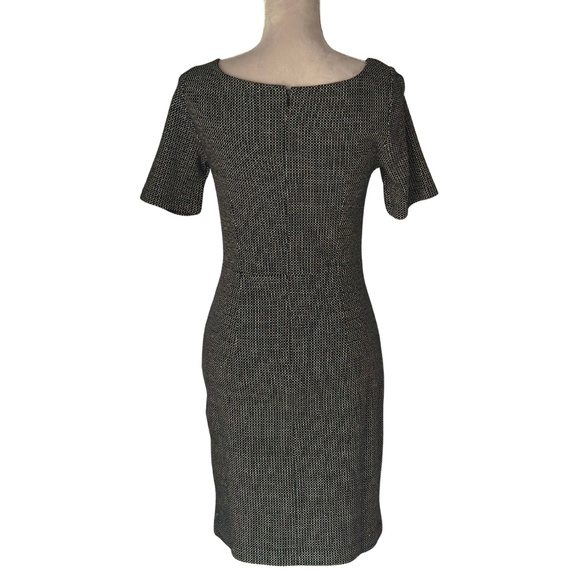 Fall Work Office Dress Banana Republic Black White Textured Knit Sheath Sz 2 - Picture 4 of 10